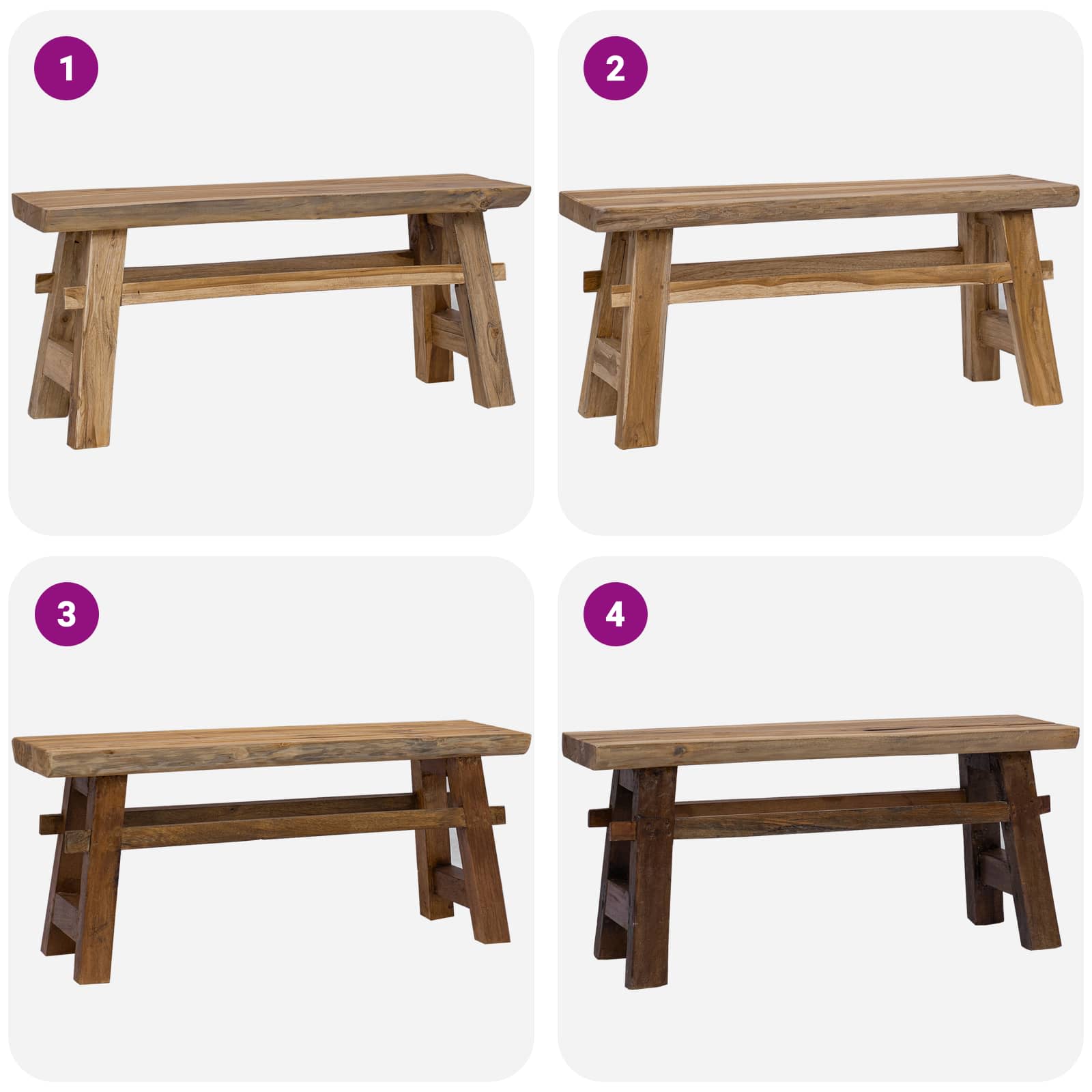 vidaXL ławka Naturalny 100 x 29 x 43,5 cm Lite drewno teakowe