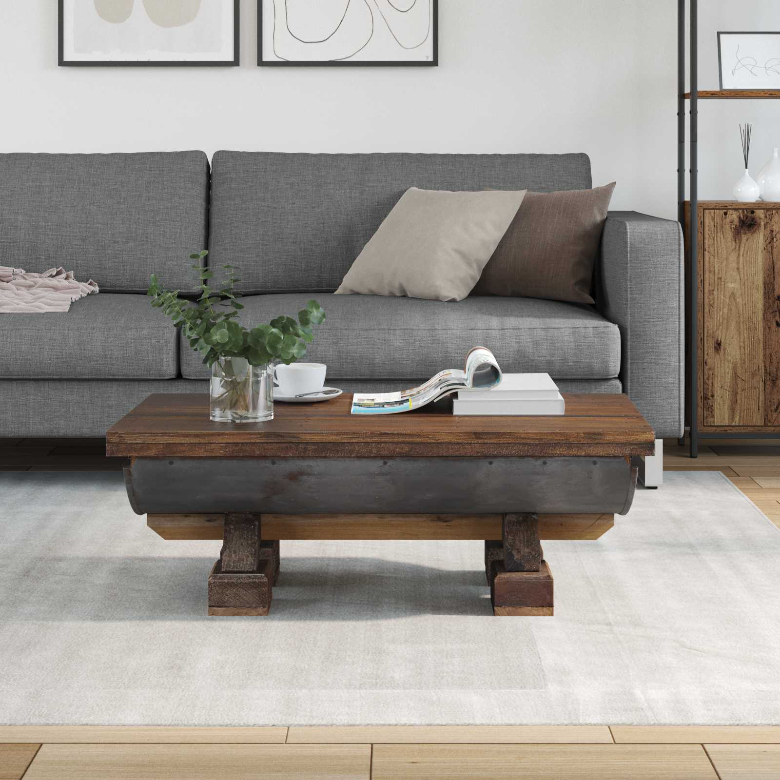 vidaXL Stolik kawowy Naturalny 90 x 50 x 35 cm drewno