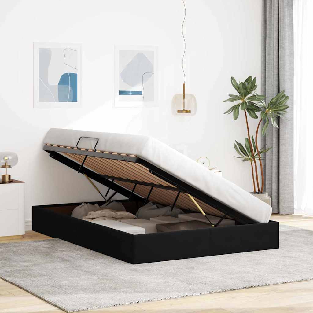 vidaXL Łóżko z miejscem do przechowywania Czarny 135 x 190 cm Welur