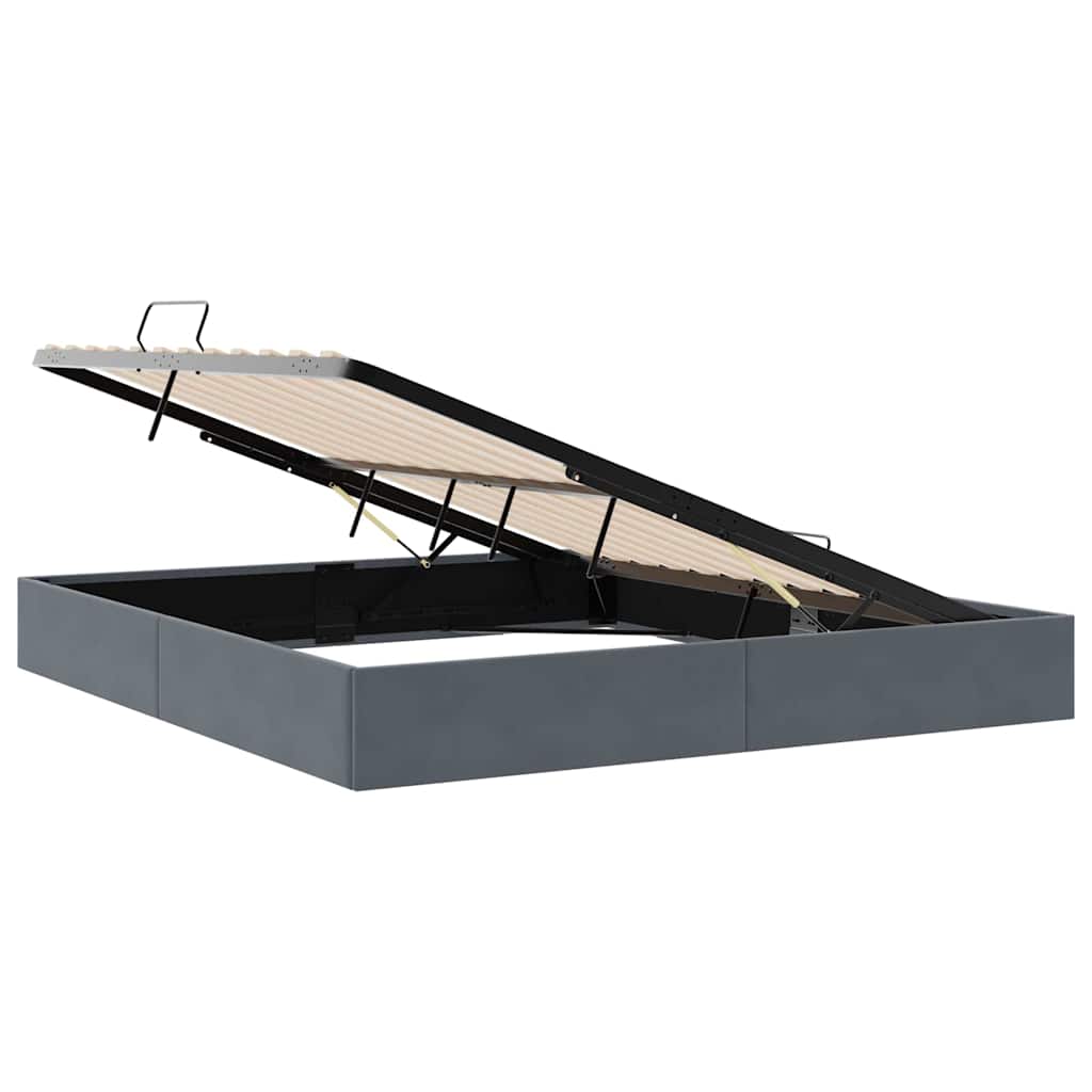 vidaXL Łóżko z miejscem do przechowywania ciemnoszary 193 x 203 cm