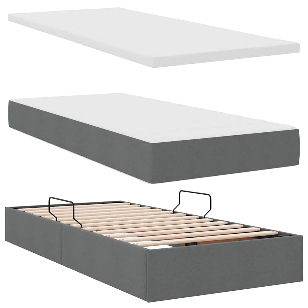 vidaXL Łóżko z miejscem na przechowywanie i materacem Ciemnoszary