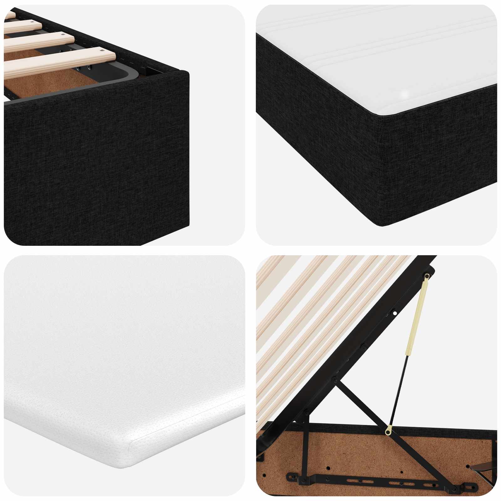 vidaXL Łóżko z miejscem na przechowywanie i materacem Czarny
