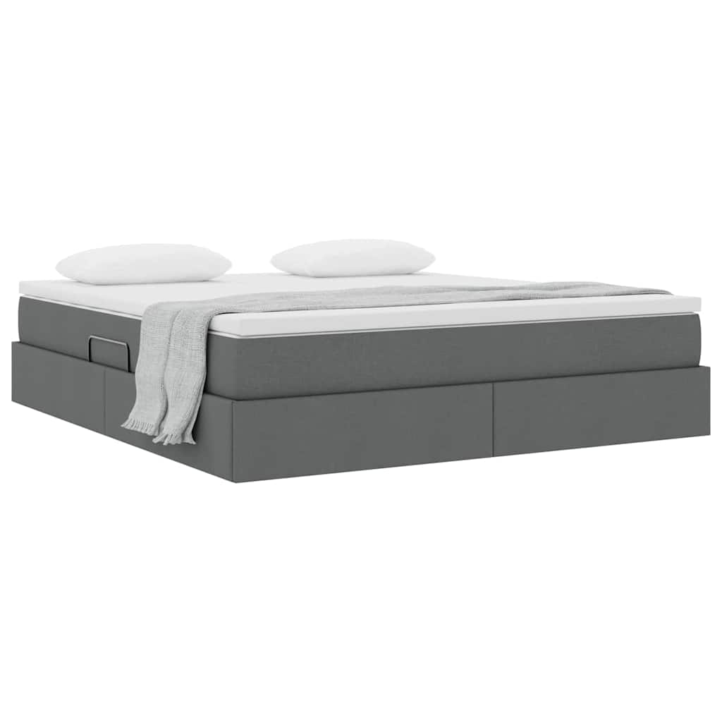 vidaXL Łóżko z miejscem na przechowywanie i materacem Ciemnoszary