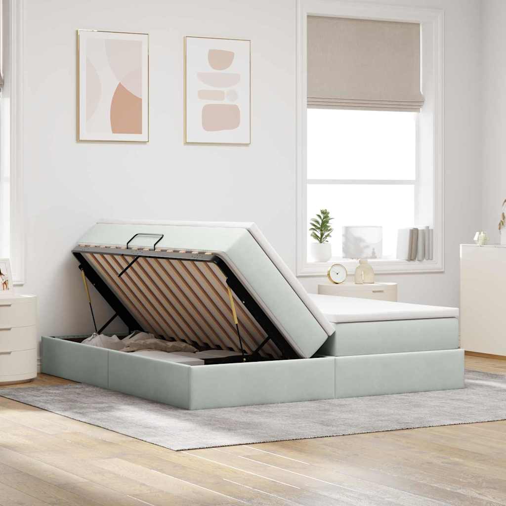 vidaXL Łóżko z miejscem na przechowywanie i materacem 200 x 200 cm