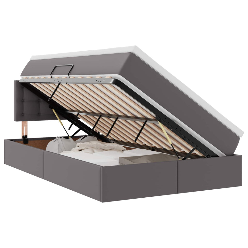 vidaXL Łóżko z miejscem na przechowywanie i materacem Szary