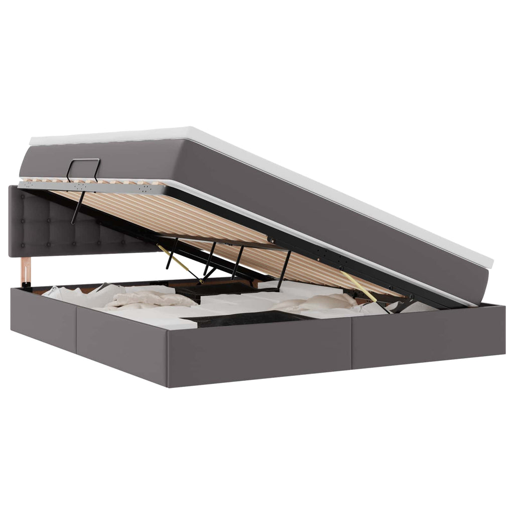 vidaXL Łóżko z miejscem na przechowywanie i materacem Szary