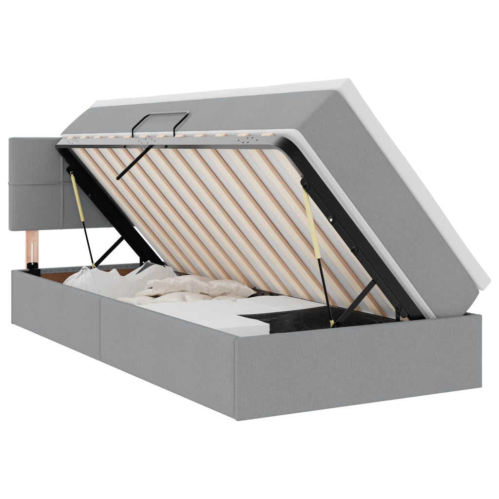 vidaXL Łóżko z miejscem na przechowywanie i materacem Jasnoszary