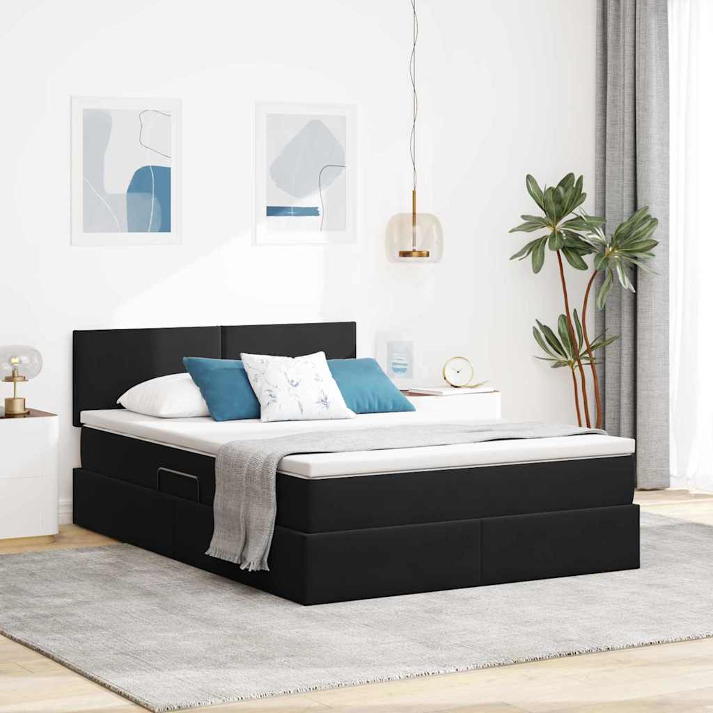 vidaXL Łóżko z miejscem do przechowywania Czarny 140 x 190 cm Aksamit