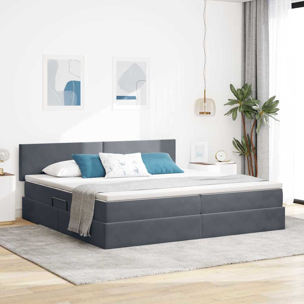 vidaXL Łóżko z miejscem do przechowywania Ciemnoszary 200 x 200 cm
