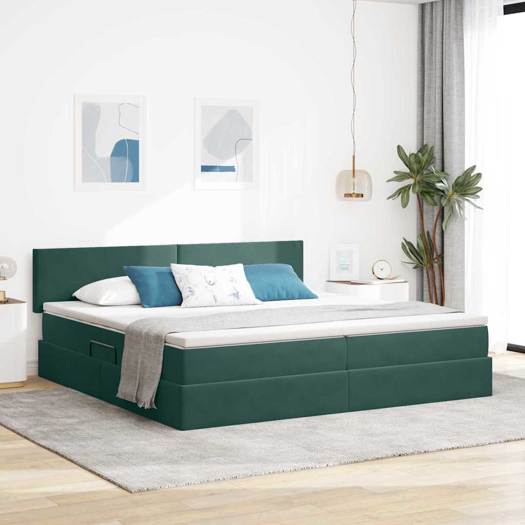 vidaXL Łóżko z miejscem do przechowywania Ciemna zieleń 200 x 200 cm