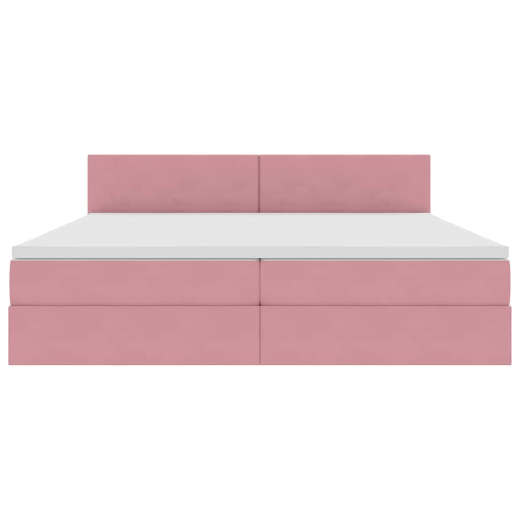 vidaXL Łóżko z miejscem do przechowywania Różowy 200 x 200 cm Aksamit