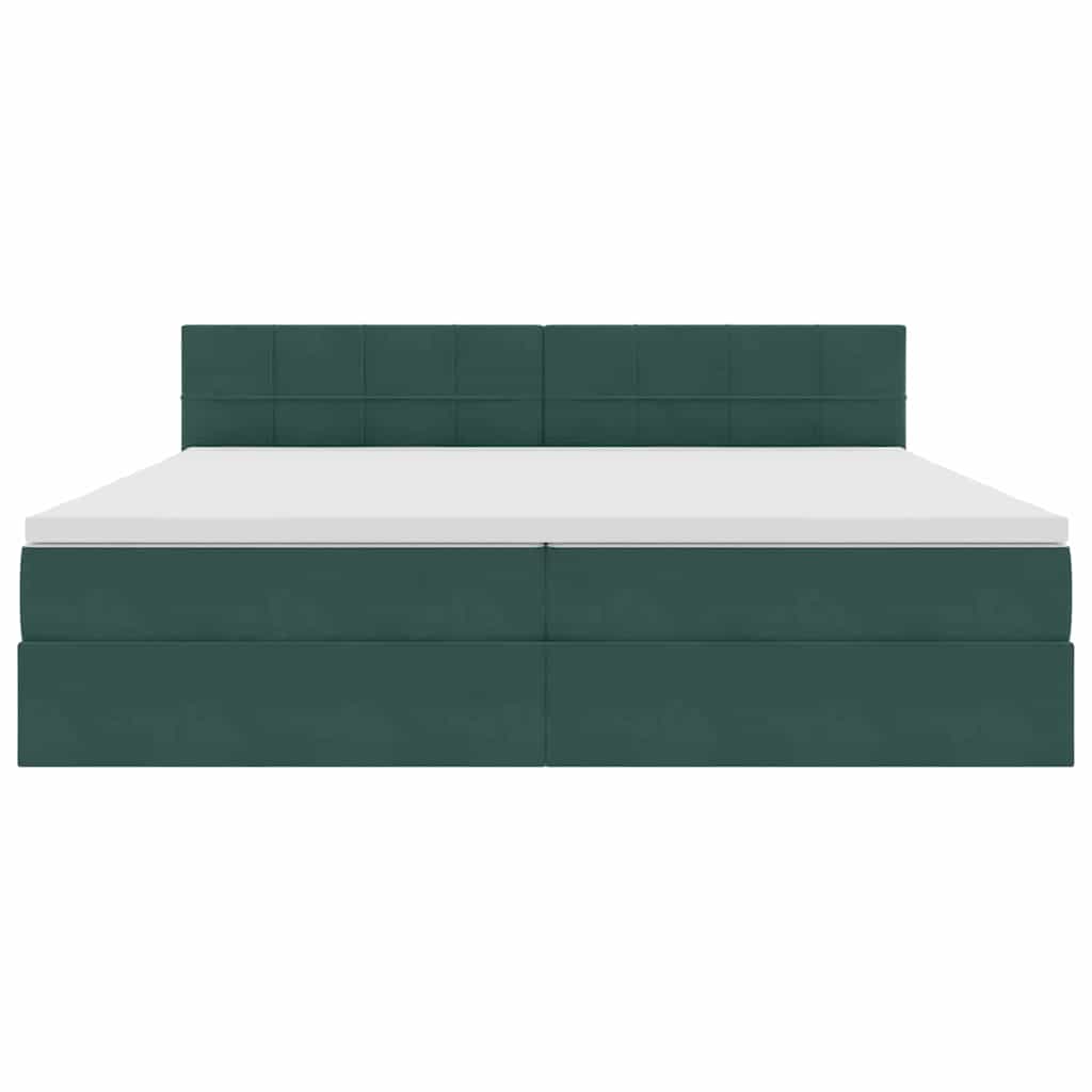 vidaXL Łóżko z miejscem do przechowywania Ciemna zieleń 200 x 200 cm