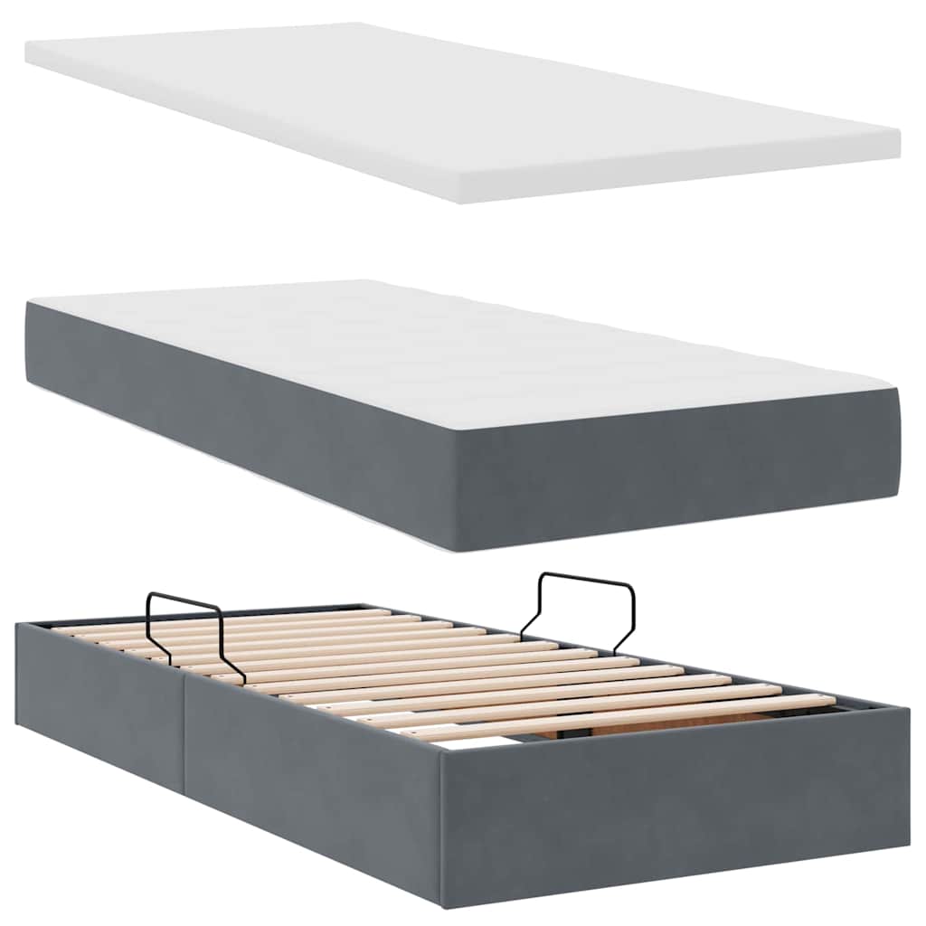 vidaXL Łóżko z miejscem do przechowywania Ciemnoszary 100 x 200 cm