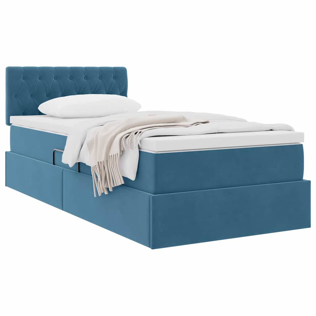 vidaXL Łóżko z miejscem do przechowywania Ciemnoniebieski 100 x 200 cm