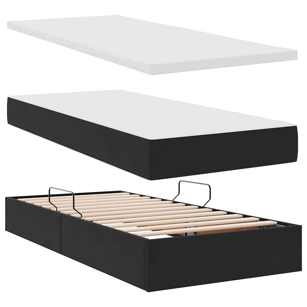 vidaXL Łóżko z miejscem do przechowywania Czarny 100 x 200 cm Aksamit