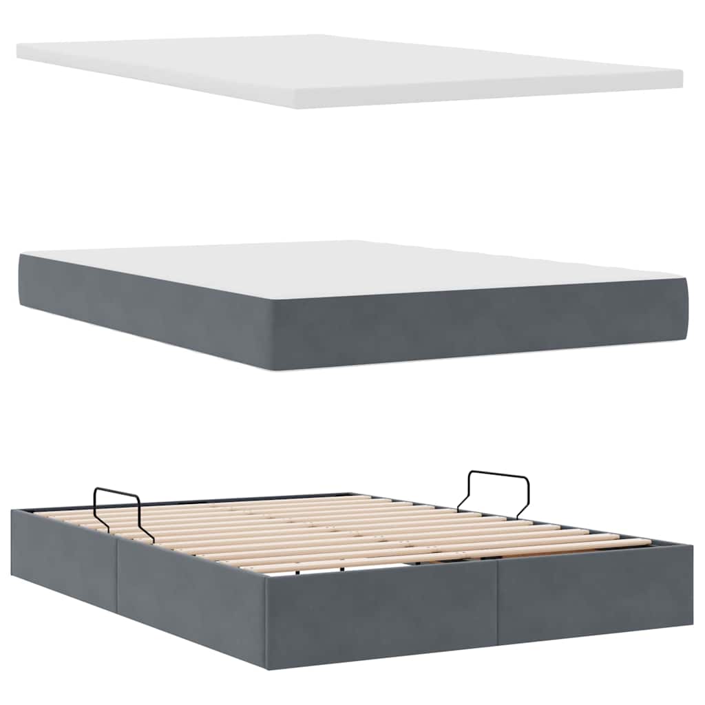vidaXL Łóżko z miejscem do przechowywania Ciemnoszary 140 x 200 cm
