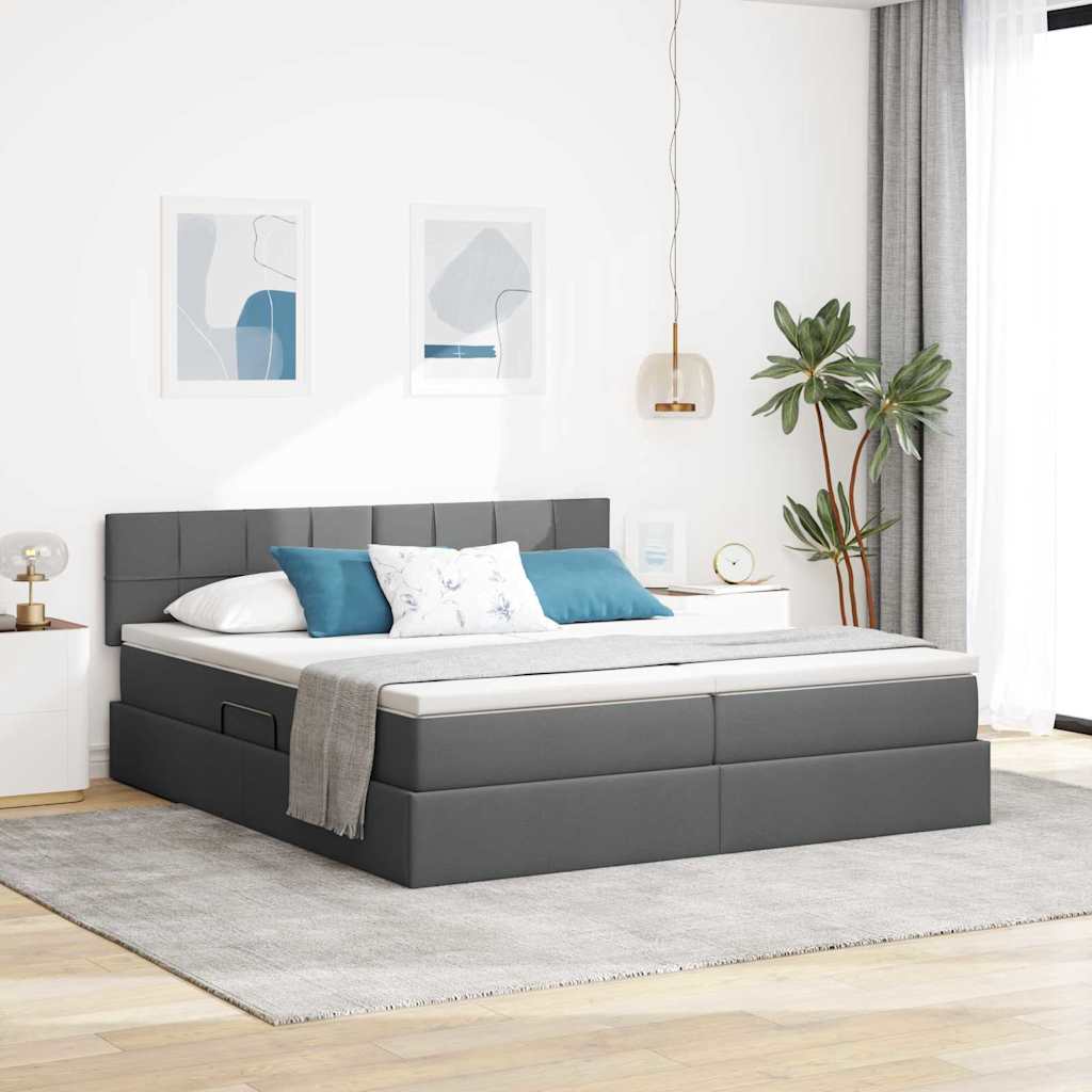 vidaXL Łóżko z miejscem do przechowywania Ciemnoszary 200 x 200 cm