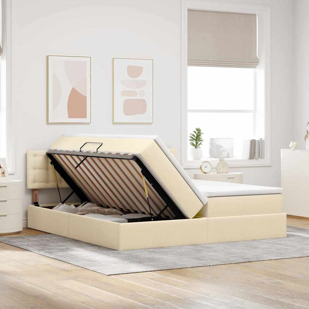 vidaXL Łóżko z miejscem do przechowywania Kremowy 180 x 200 cm
