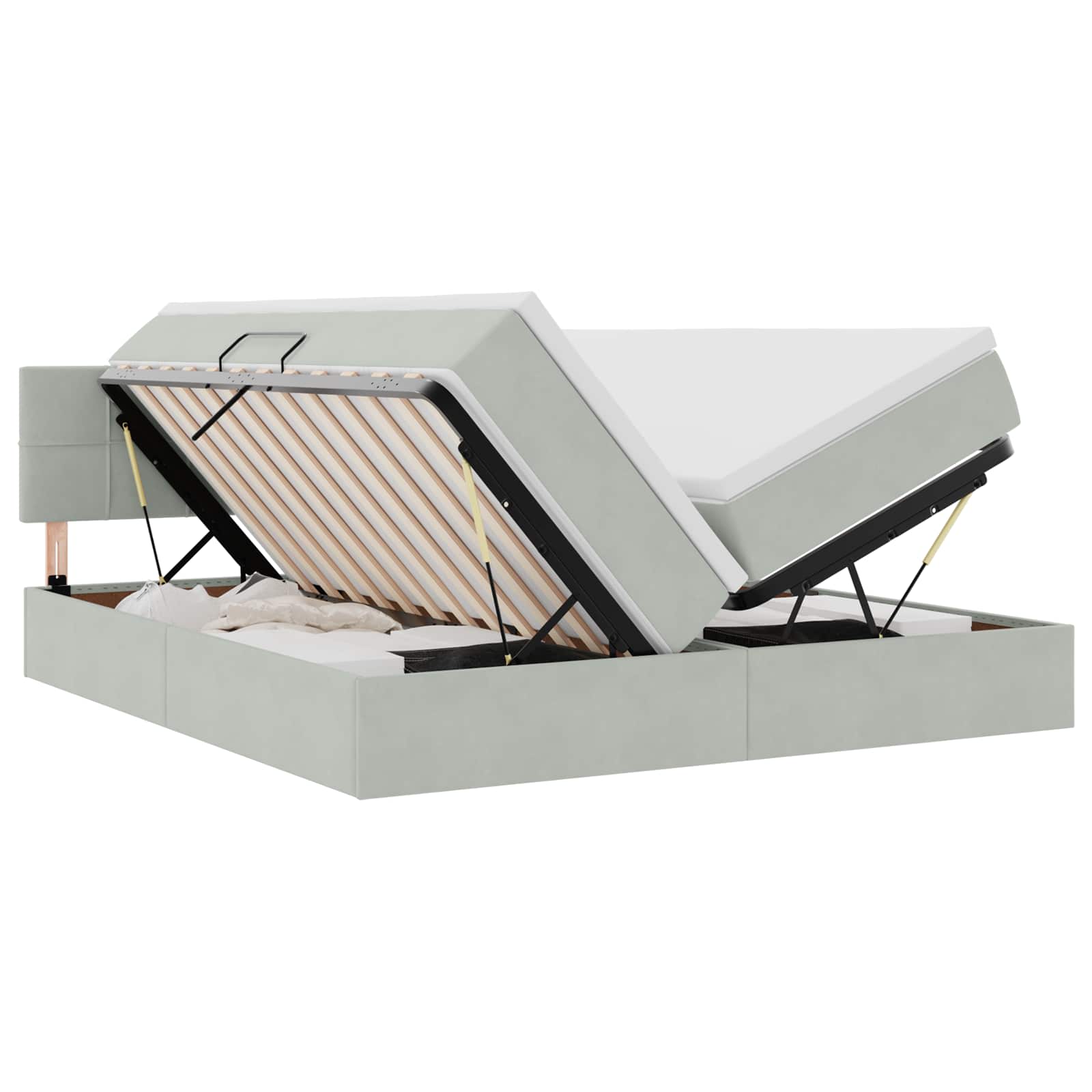 vidaXL Łóżko z miejscem do przechowywania Jasnoszary 90 x 200 cm