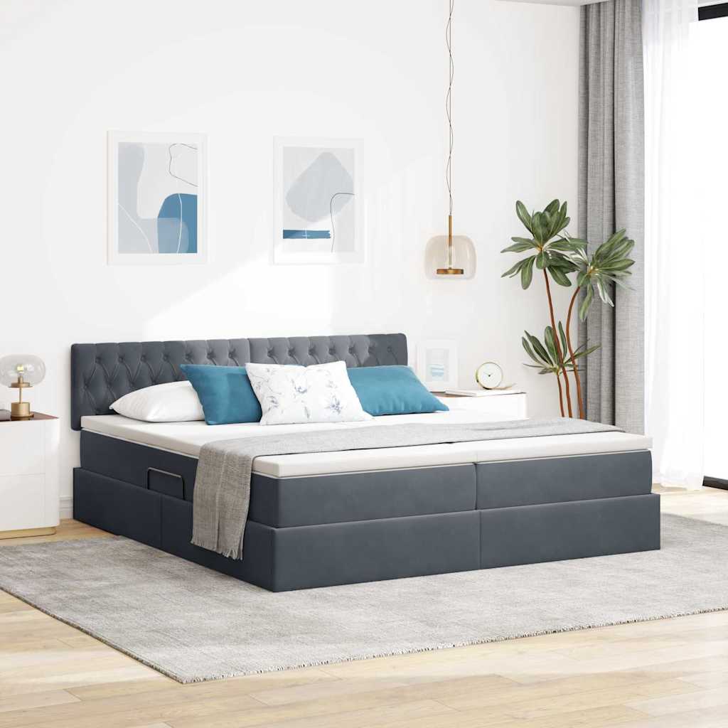 vidaXL Łóżko z miejscem do przechowywania Ciemnoszary 90 x 200 cm
