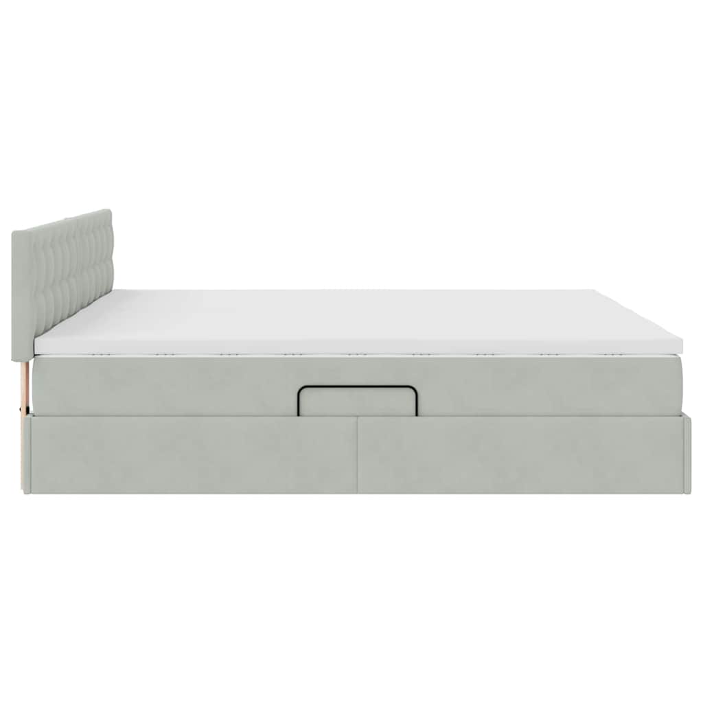 vidaXL Łóżko z miejscem do przechowywania Jasnoszary 100 x 200 cm