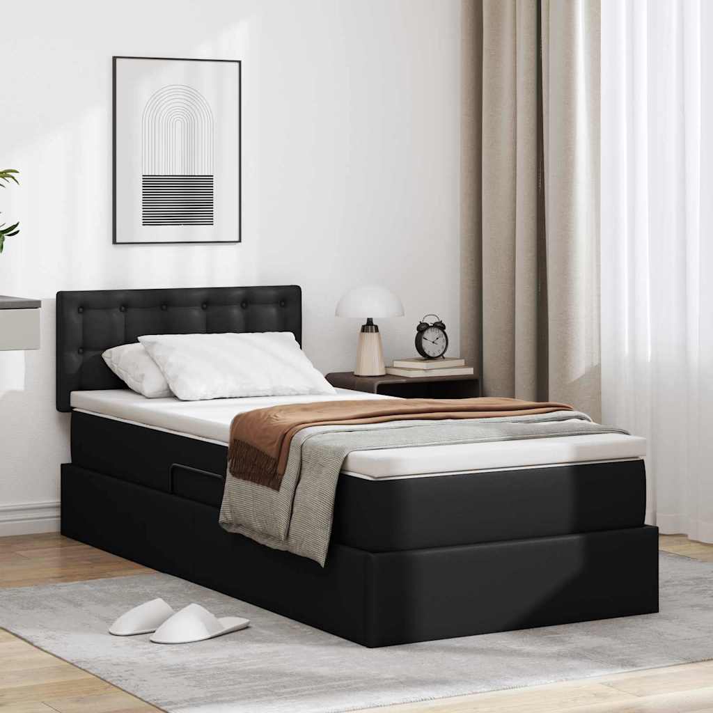 vidaXL Łóżko z miejscem na przechowywanie i LED Czarny 90 x 200 cm