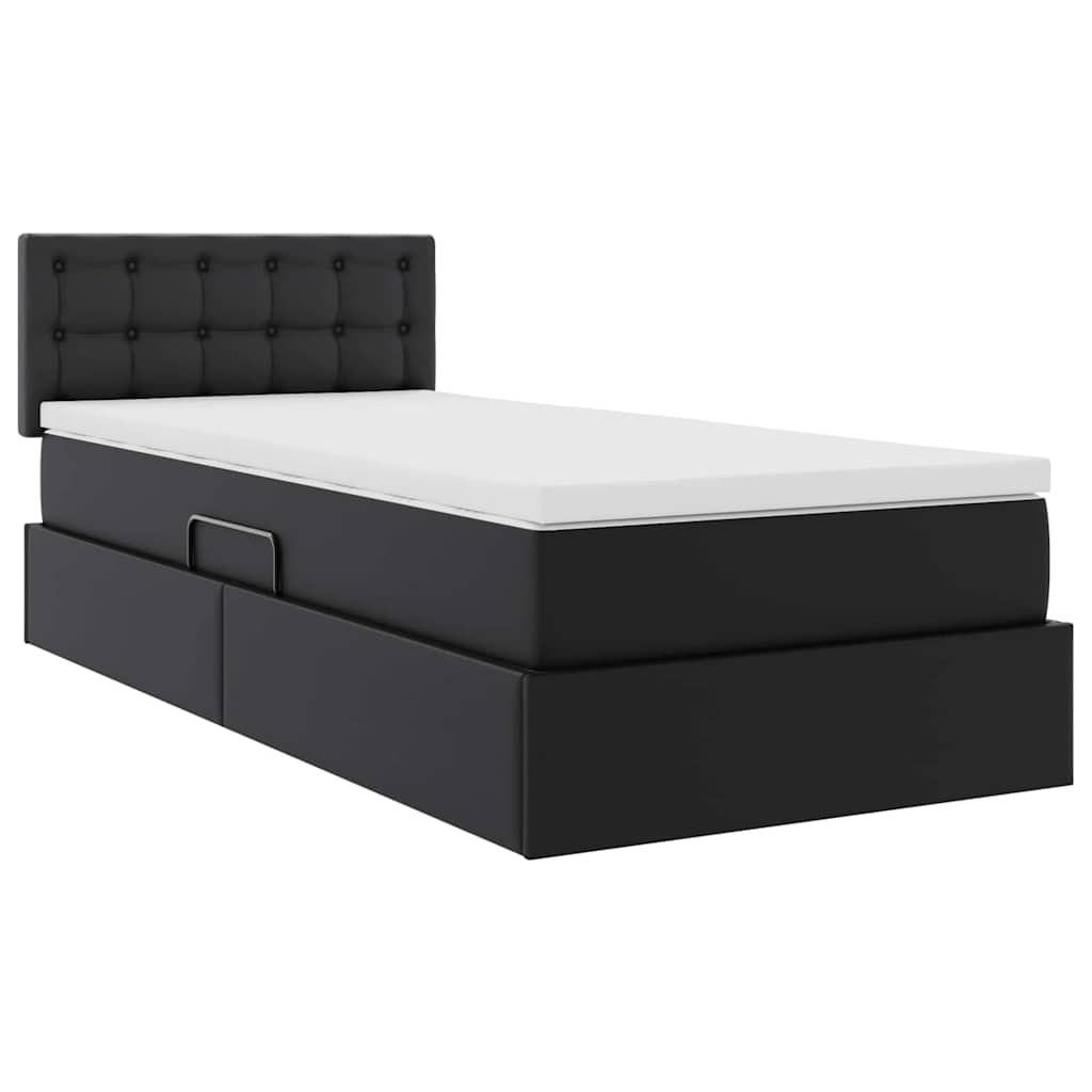 vidaXL Łóżko z miejscem na przechowywanie i LED Czarny 100 x 200 cm