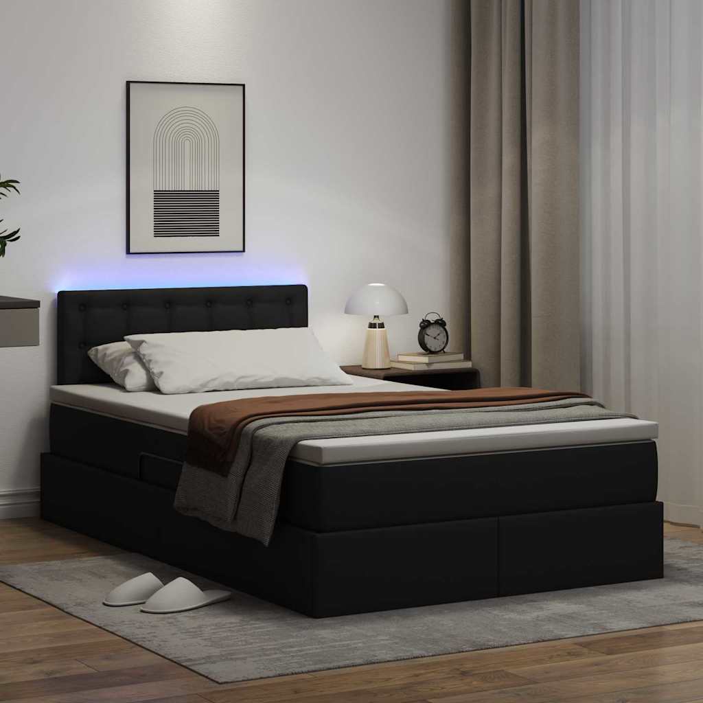 vidaXL Łóżko z miejscem na przechowywanie i LED Czarny 120 x 190 cm