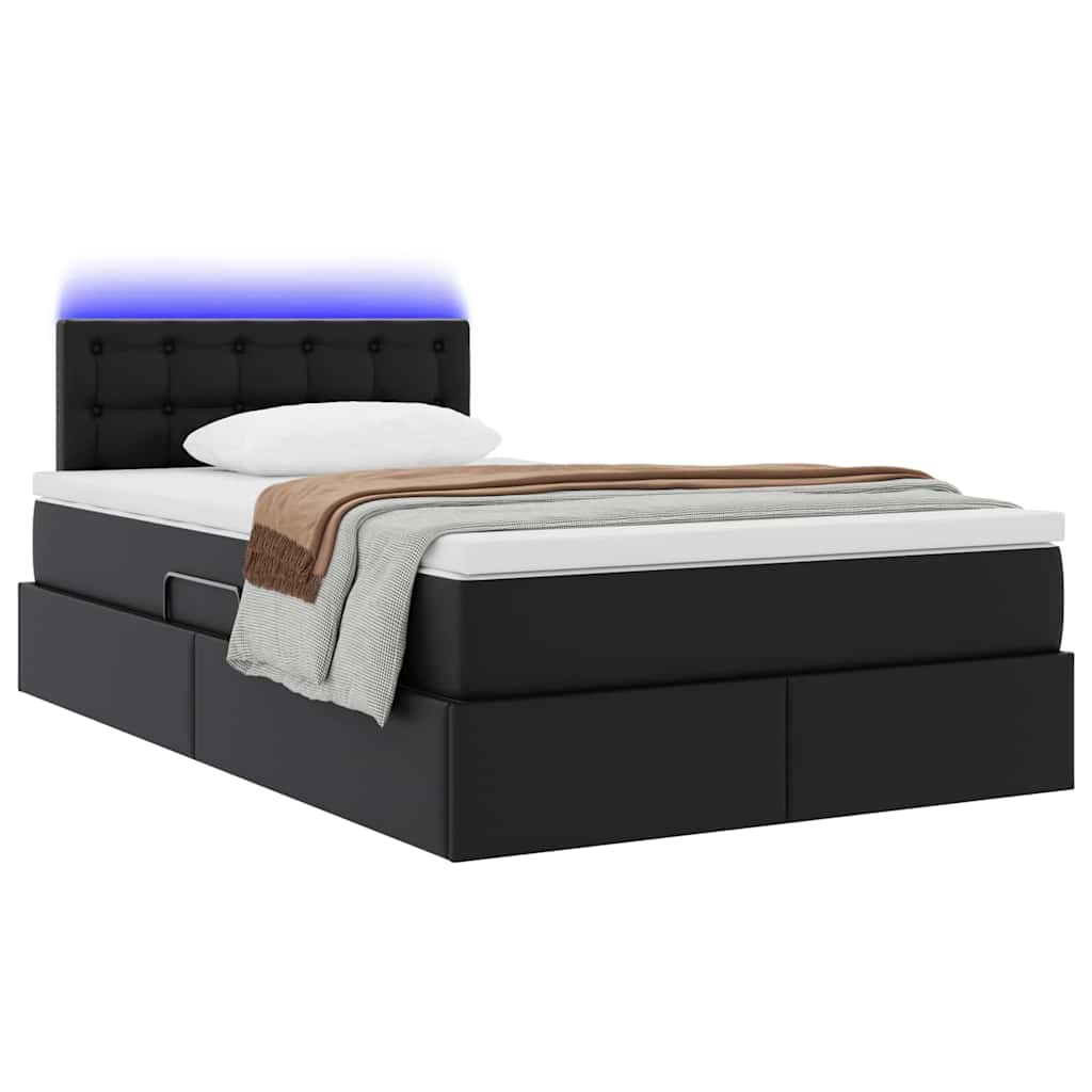 vidaXL Łóżko z miejscem na przechowywanie i LED Czarny 120 x 190 cm