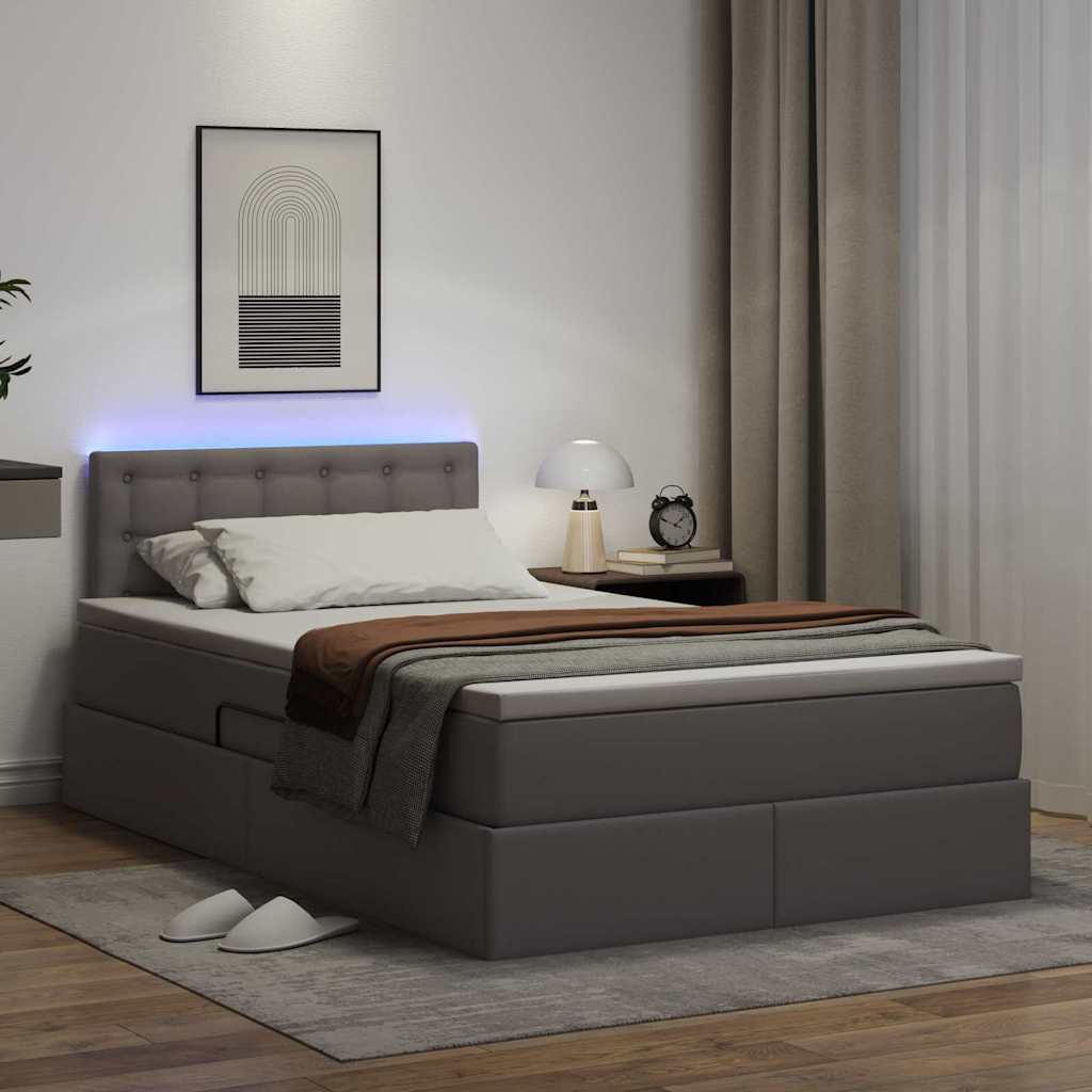 vidaXL Łóżko z miejscem na przechowywanie i LED Szary 120 x 190 cm