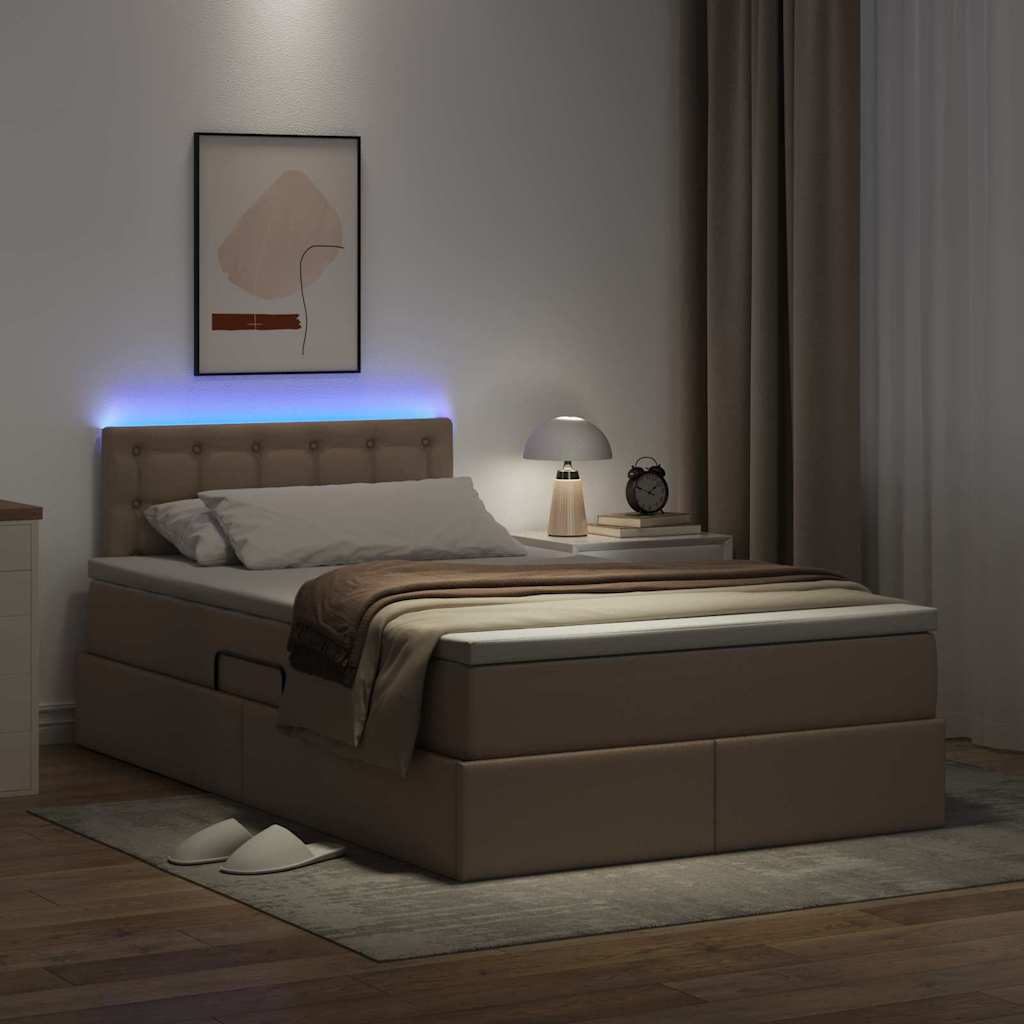vidaXL Łóżko z miejscem na przechowywanie i LED Kawowy 120 x 200 cm