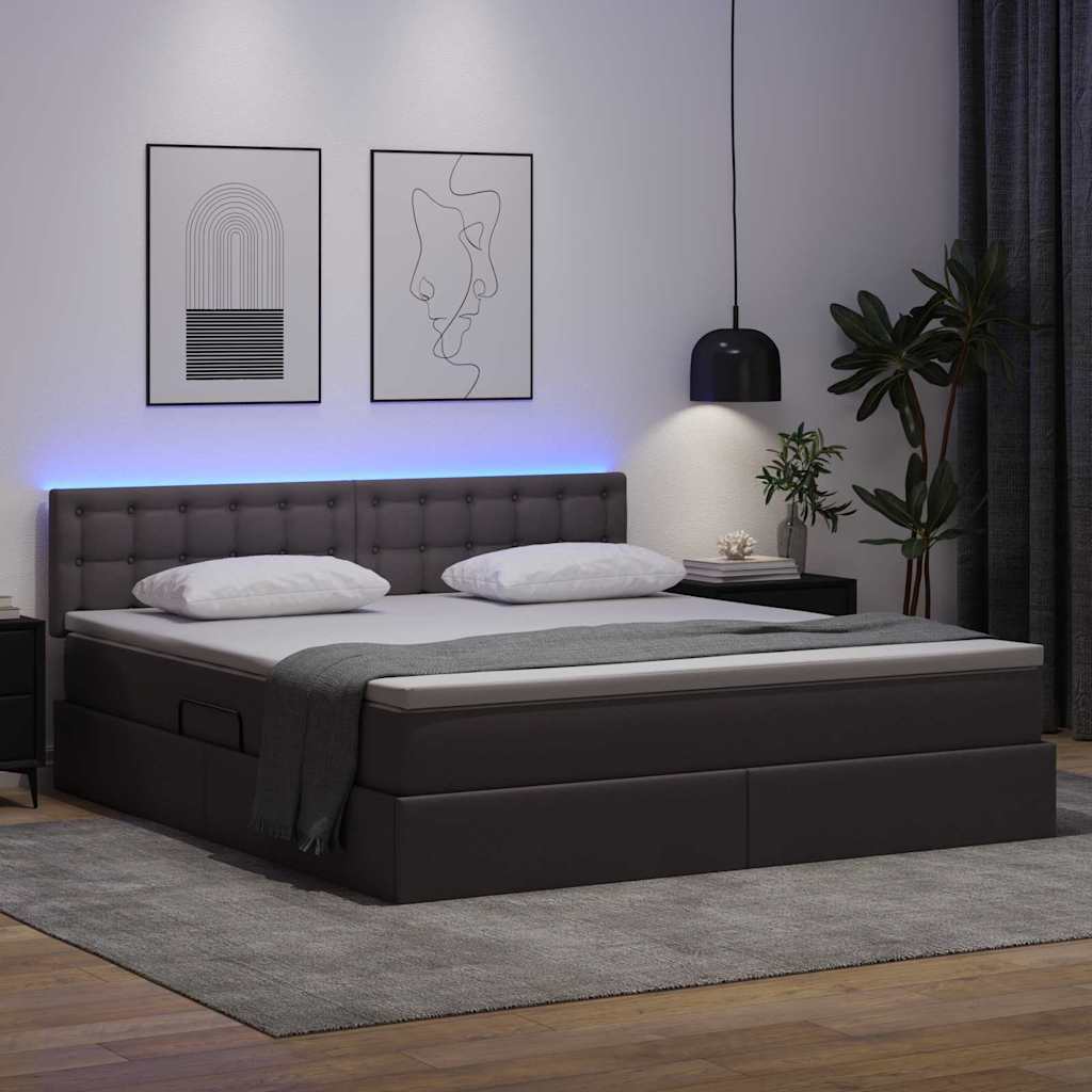 vidaXL Łóżko z miejscem na przechowywanie i LED Szary 160 x 200 cm