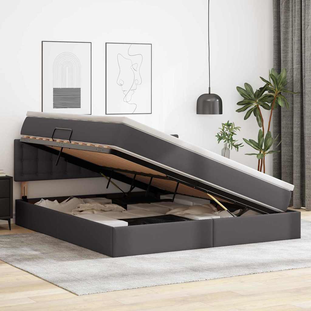 vidaXL Łóżko z miejscem na przechowywanie i LED Szary 160 x 200 cm