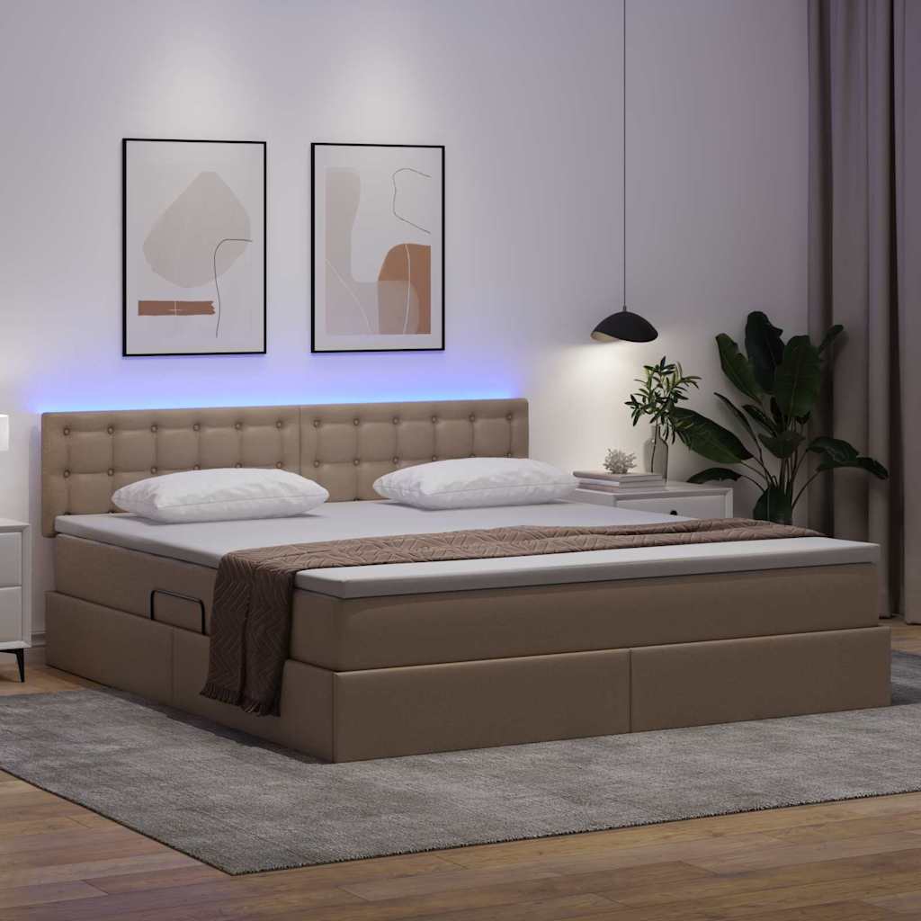 vidaXL Łóżko z miejscem na przechowywanie i LED Kawowy 180 x 200 cm