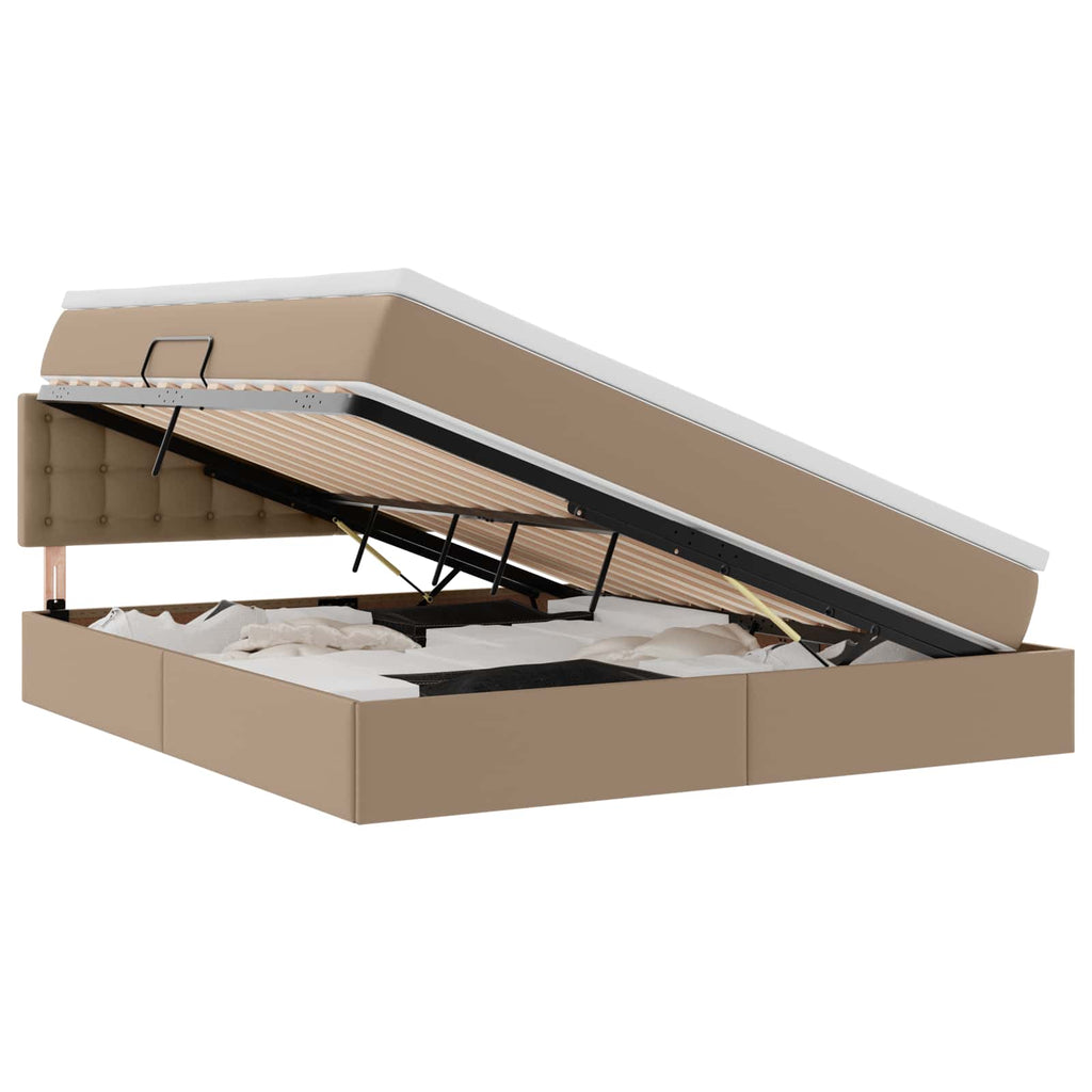 vidaXL Łóżko z miejscem na przechowywanie i LED Kawowy 180 x 200 cm