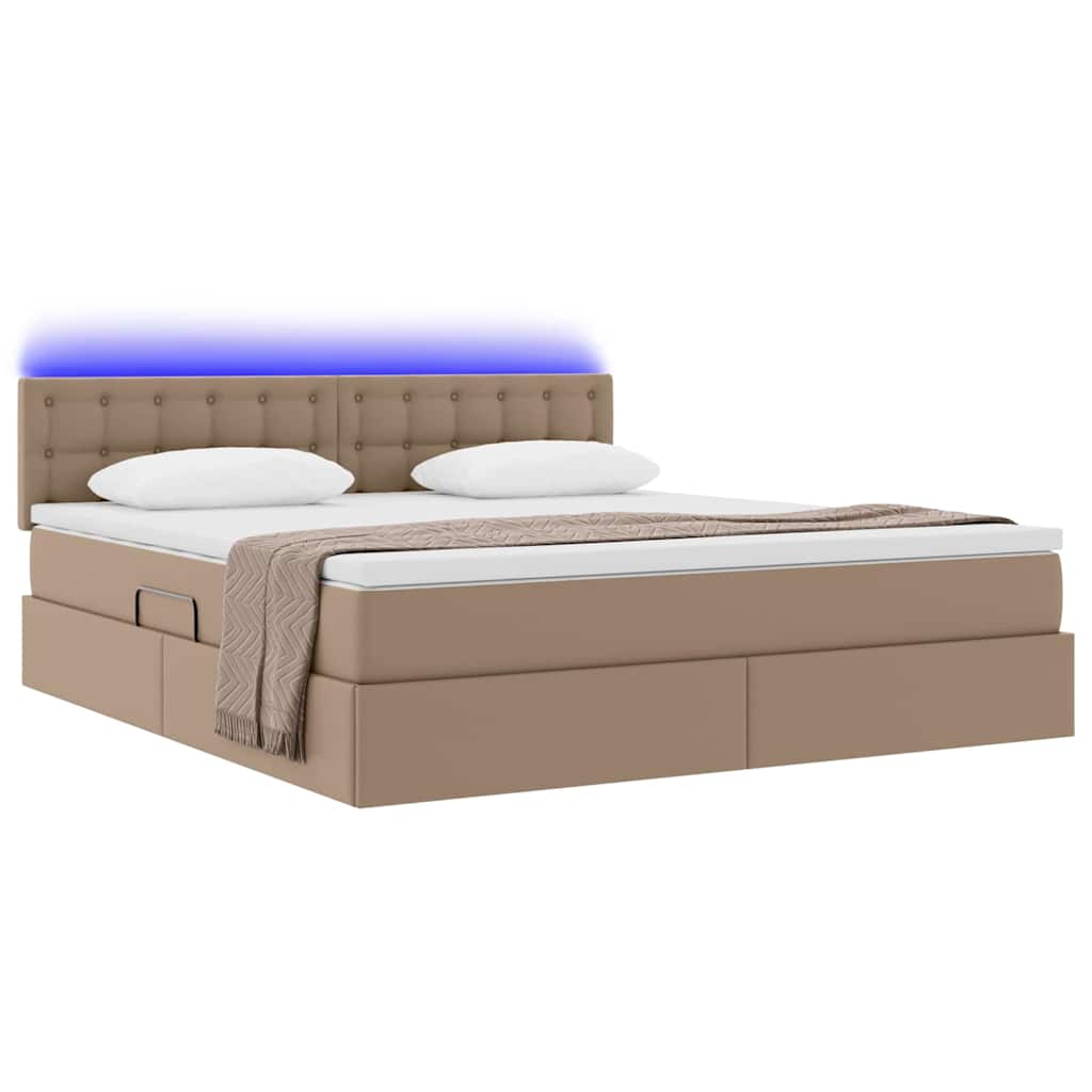vidaXL Łóżko z miejscem na przechowywanie i LED Kawowy 180 x 200 cm