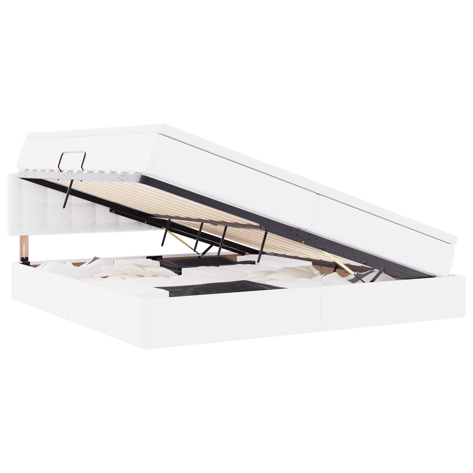 vidaXL Łóżko z miejscem na przechowywanie i LED z materacem Jasnoszary