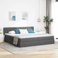 vidaXL Łóżko z funkcją przechowywania LED z materacem ciemnoszary