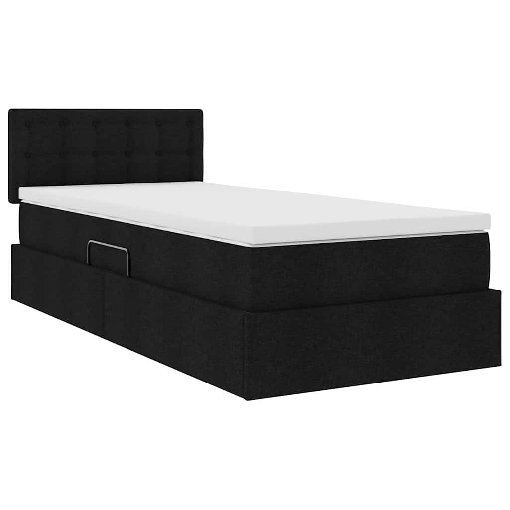 vidaXL Łóżko z funkcją przechowywania LED z materacem Czarny