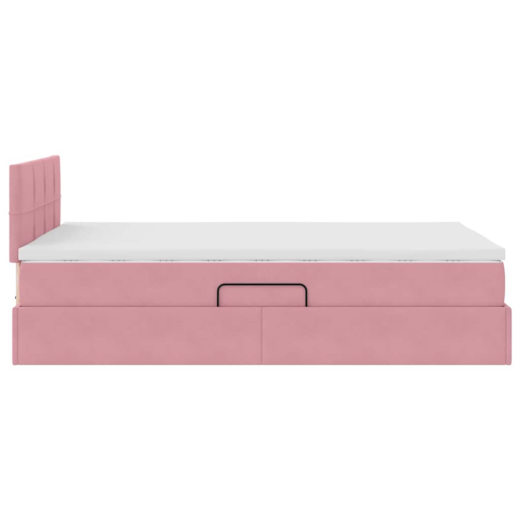vidaXL Łóżko z funkcją przechowywania LED z materacem różowy