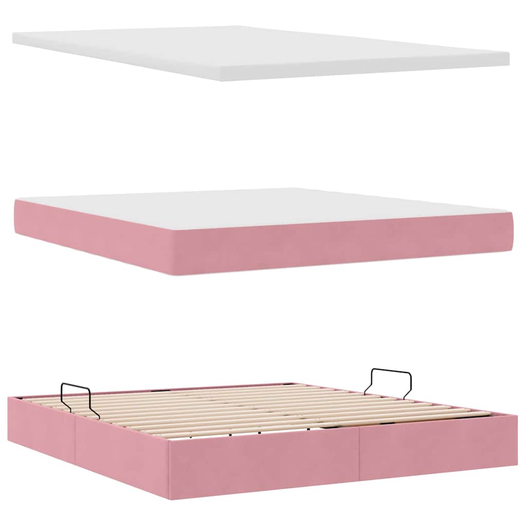 vidaXL Łóżko z funkcją przechowywania LED z materacem różowy