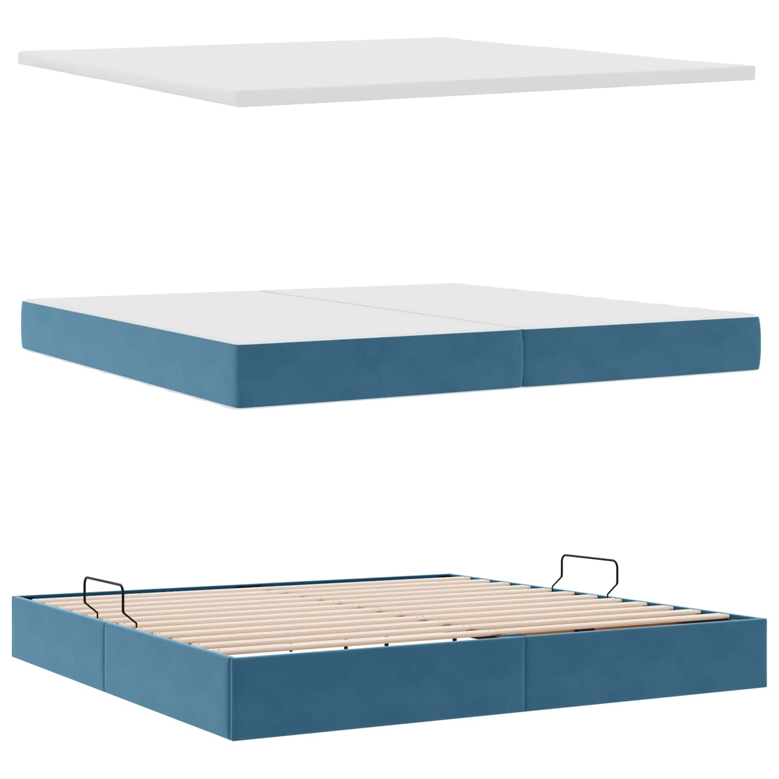 vidaXL Łóżko z funkcją przechowywania LED z materacem Ciemnoniebieski