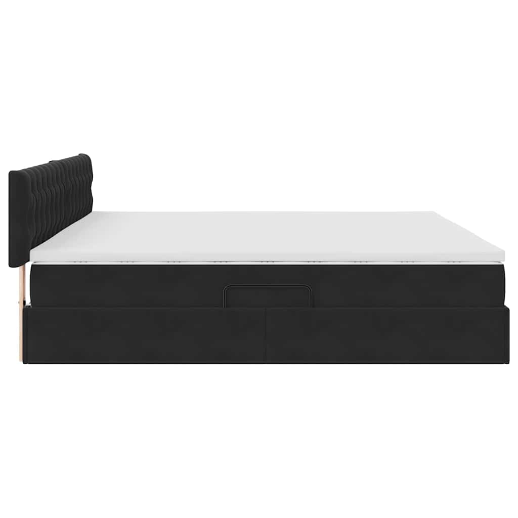 vidaXL Łóżko z funkcją przechowywania LED z materacem Czarny