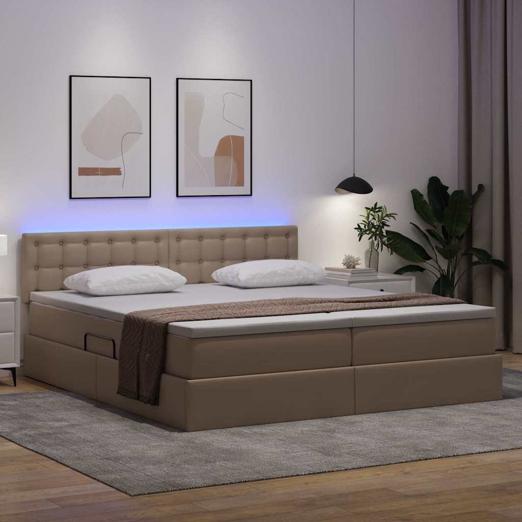 vidaXL Łóżko z miejscem na przechowywanie i LED Kawowy 180 x 200 cm