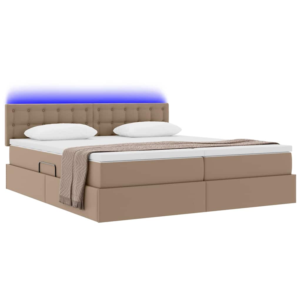 vidaXL Łóżko z miejscem na przechowywanie i LED Kawowy 180 x 200 cm
