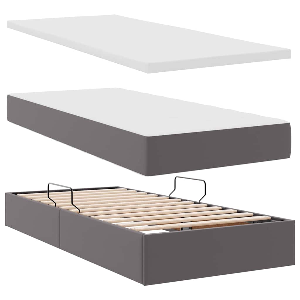 vidaXL Łóżko z miejscem na przechowywanie i LED Szary 200 x 200 cm
