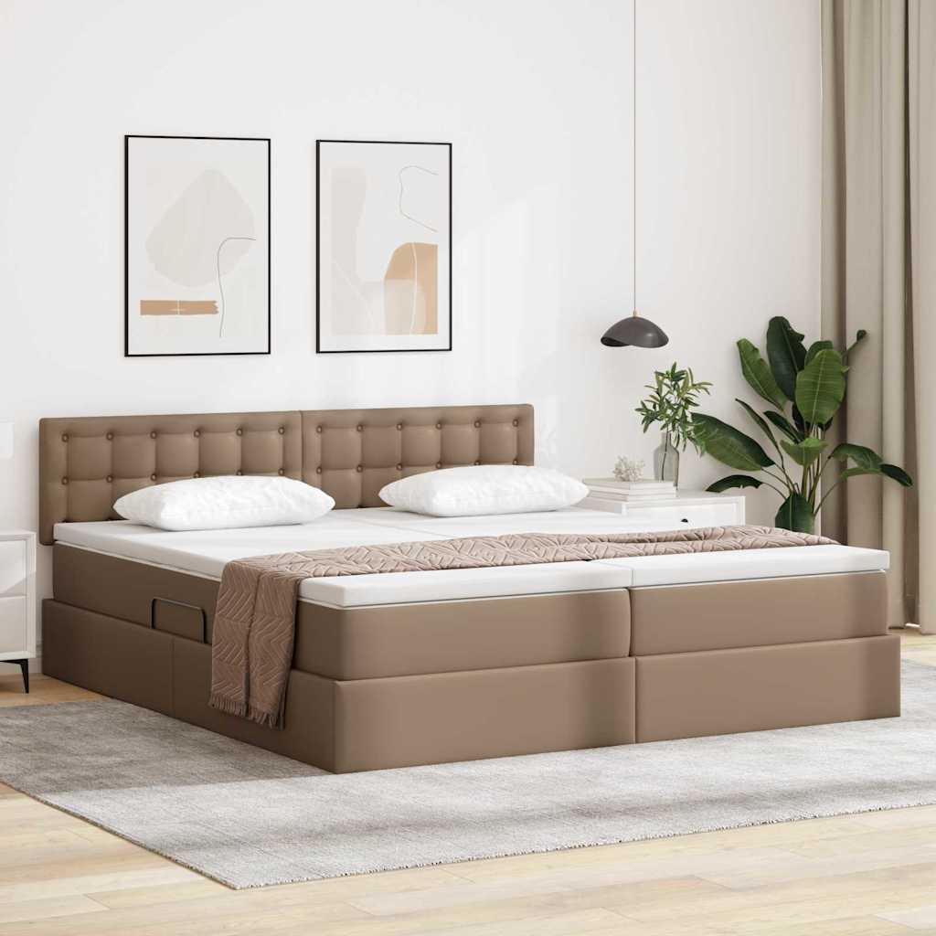 vidaXL Łóżko z miejscem na przechowywanie i LED Kawowy 200 x 200 cm