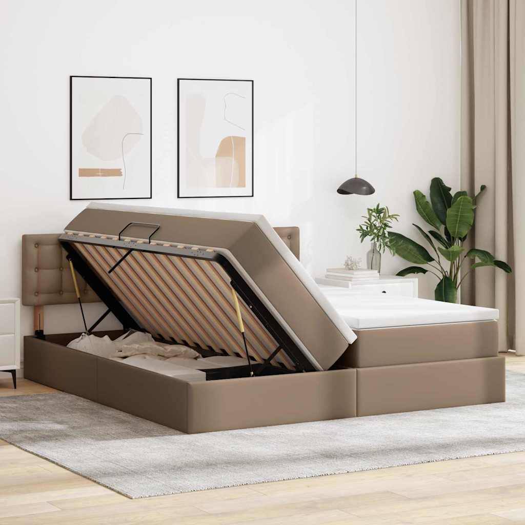vidaXL Łóżko z miejscem na przechowywanie i LED Kawowy 200 x 200 cm