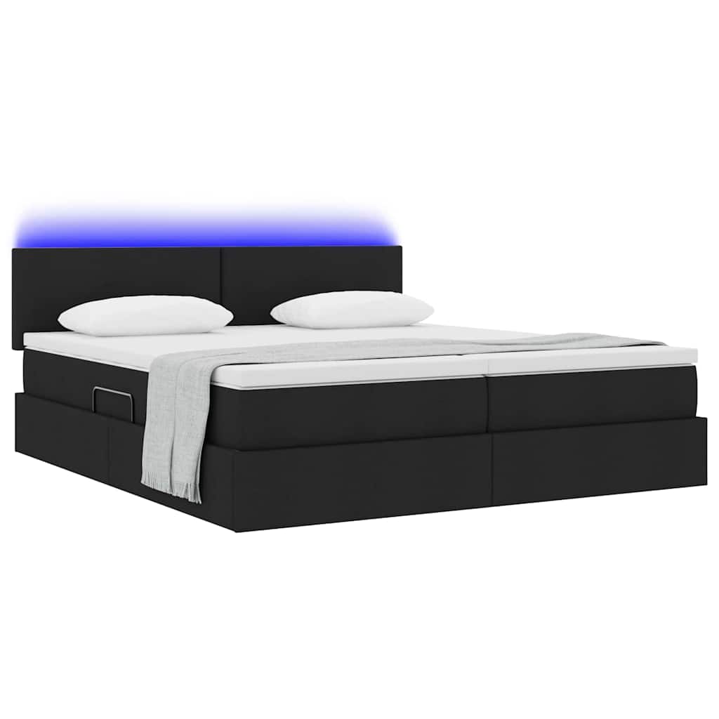 vidaXL Łóżko z funkcją przechowywania LED z materacem Czarny