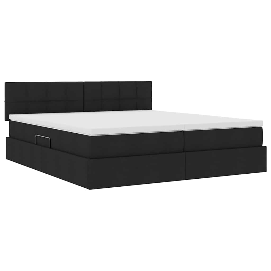 vidaXL Łóżko z funkcją przechowywania LED z materacem Czarny